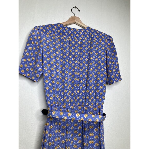 Kristy Petites Maxi Pleated Dress Size 10 Purple Floral Polyester Long Vintage - Picture 7 of 12